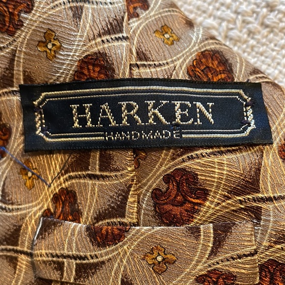Harken Tie Men Regular Gold Pattern 100% Silk Dress - Picture 2 of 12